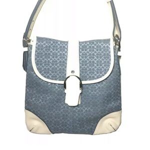 COACH VINTAGE BONE WHITNEY BLUE Purse Made In USA